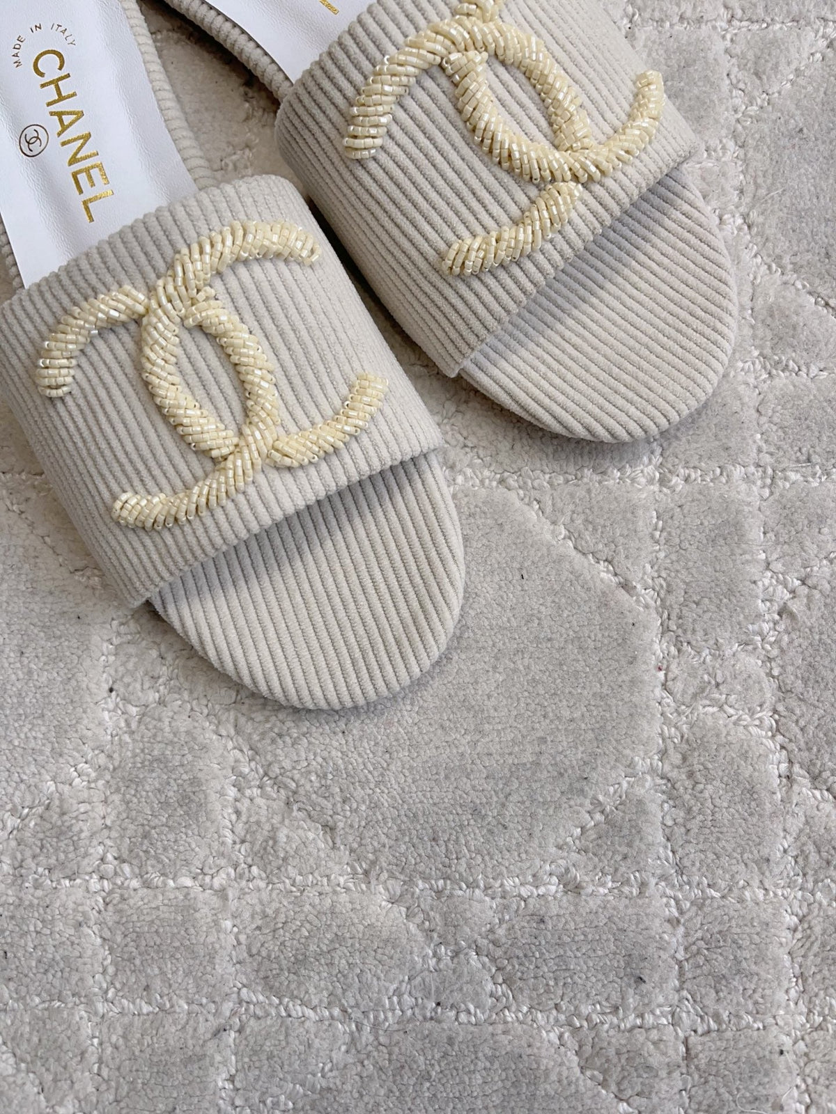 CC 26s Flat Mules Light Grey Woven Cord 723786