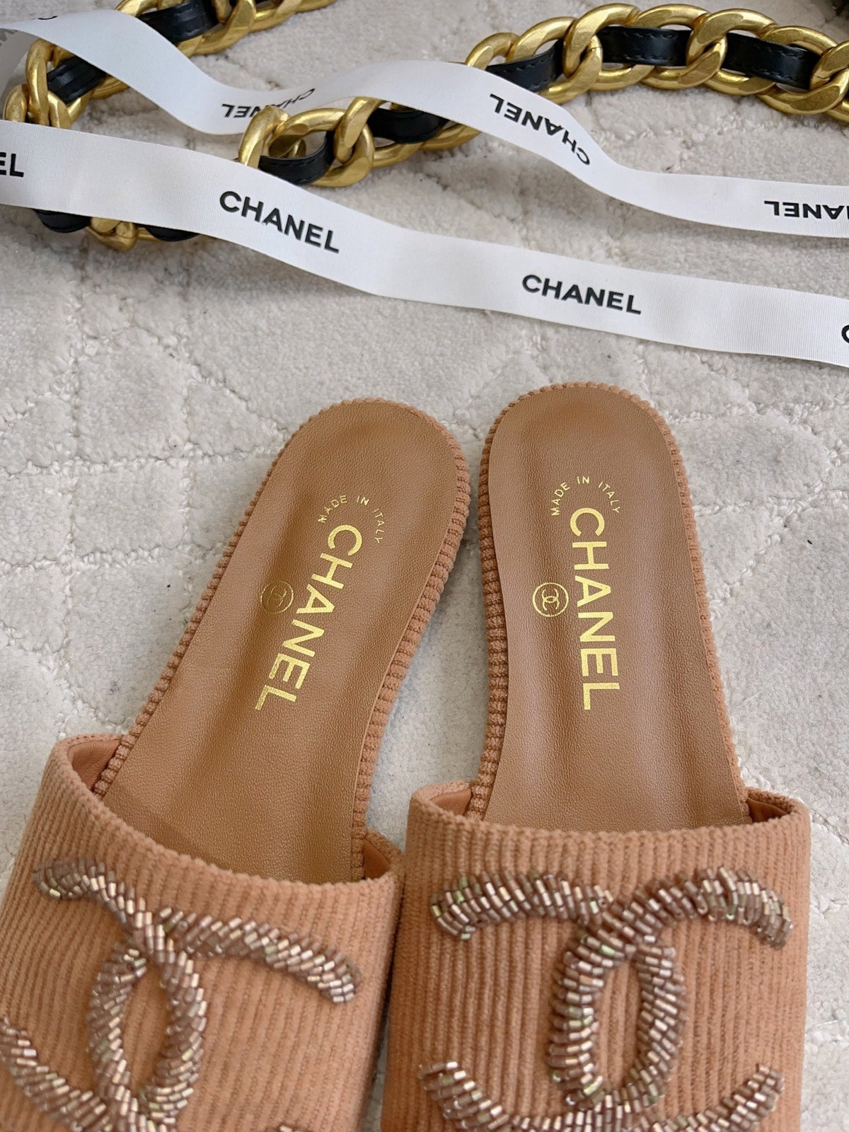 CC 26s Flat Mules Brown Woven Cord 723785
