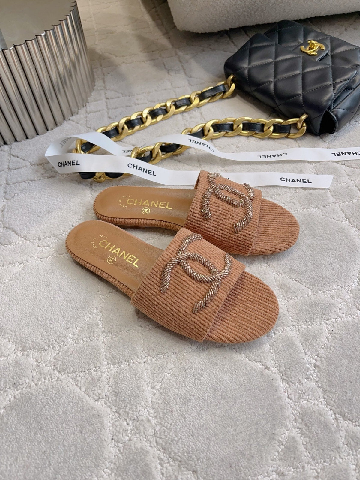 CC 26s Flat Mules Brown Woven Cord 723785