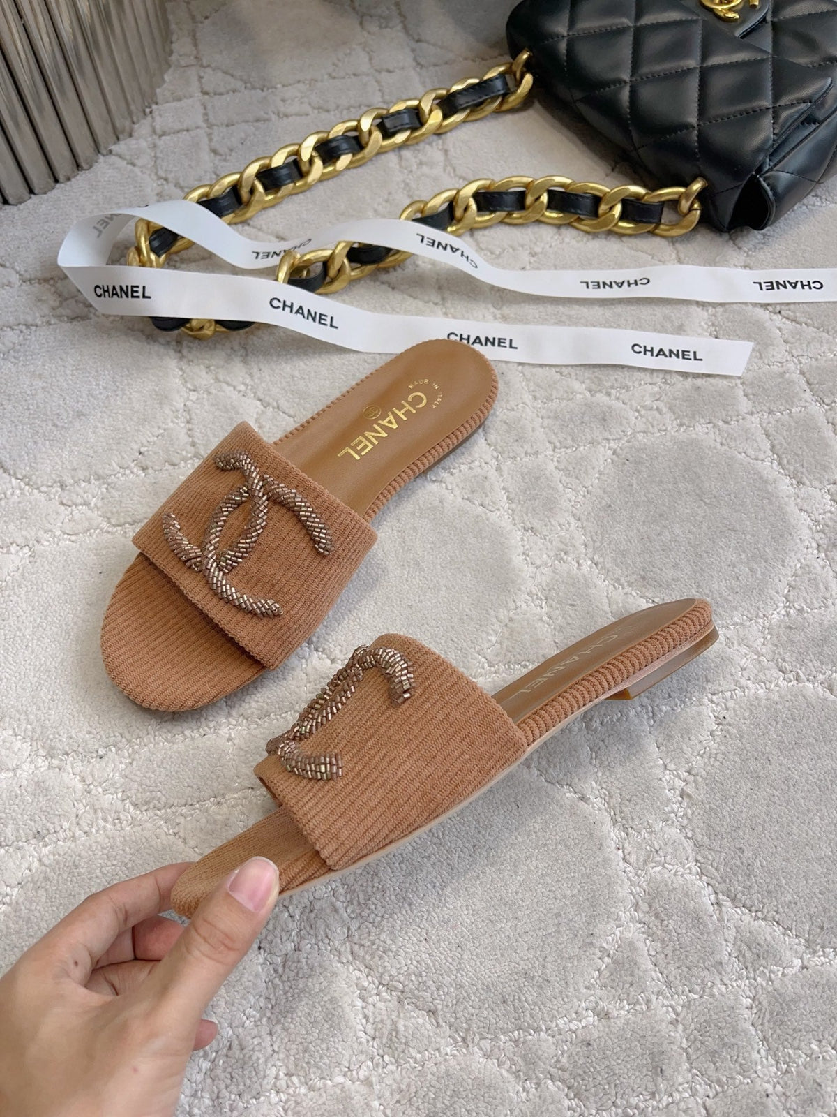 CC 26s Flat Mules Brown Woven Cord 723785