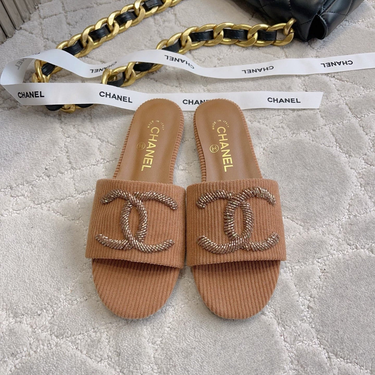 CC 26s Flat Mules Brown Woven Cord 723785