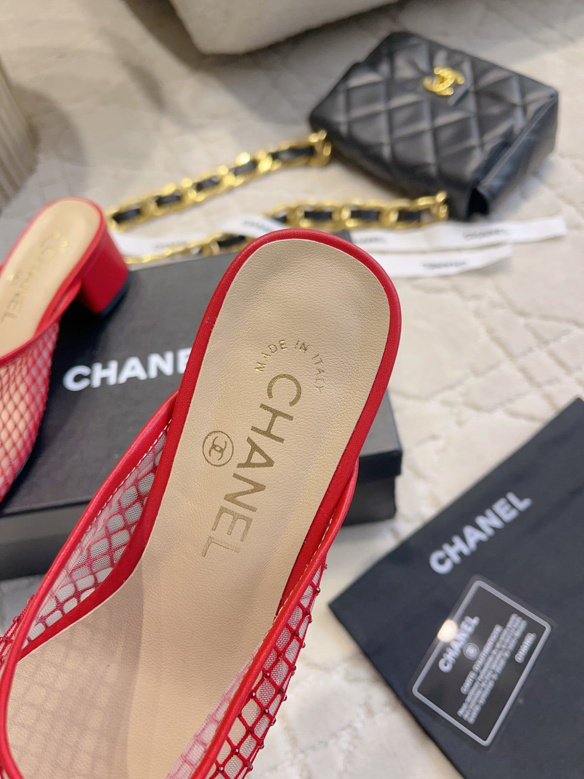 CC Mules 4.5cm Red Mesh 723801