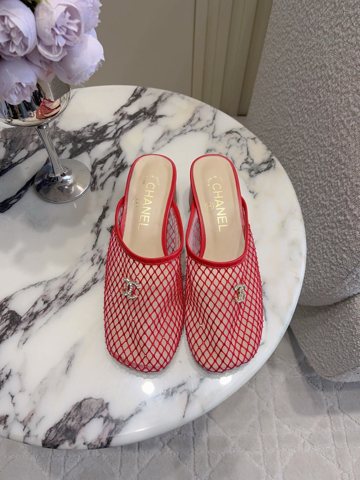 CC Mules 4.5cm Red Mesh 723801