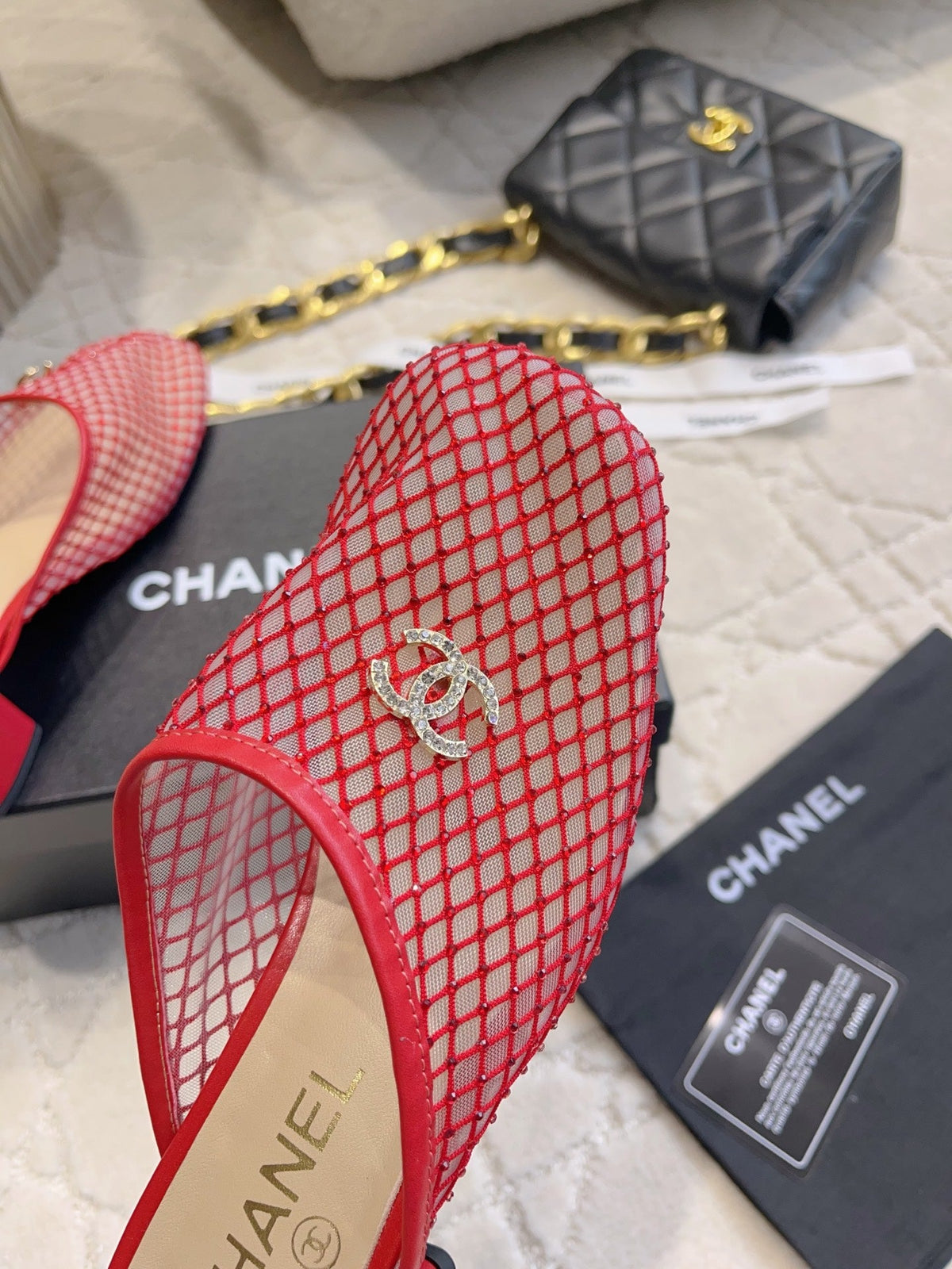 CC Mules 4.5cm Red Mesh 723801