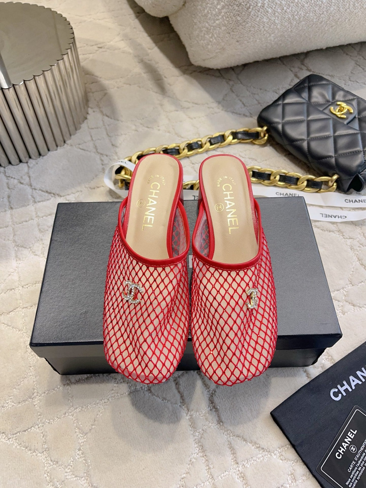 CC Mules 4.5cm Red Mesh 723801