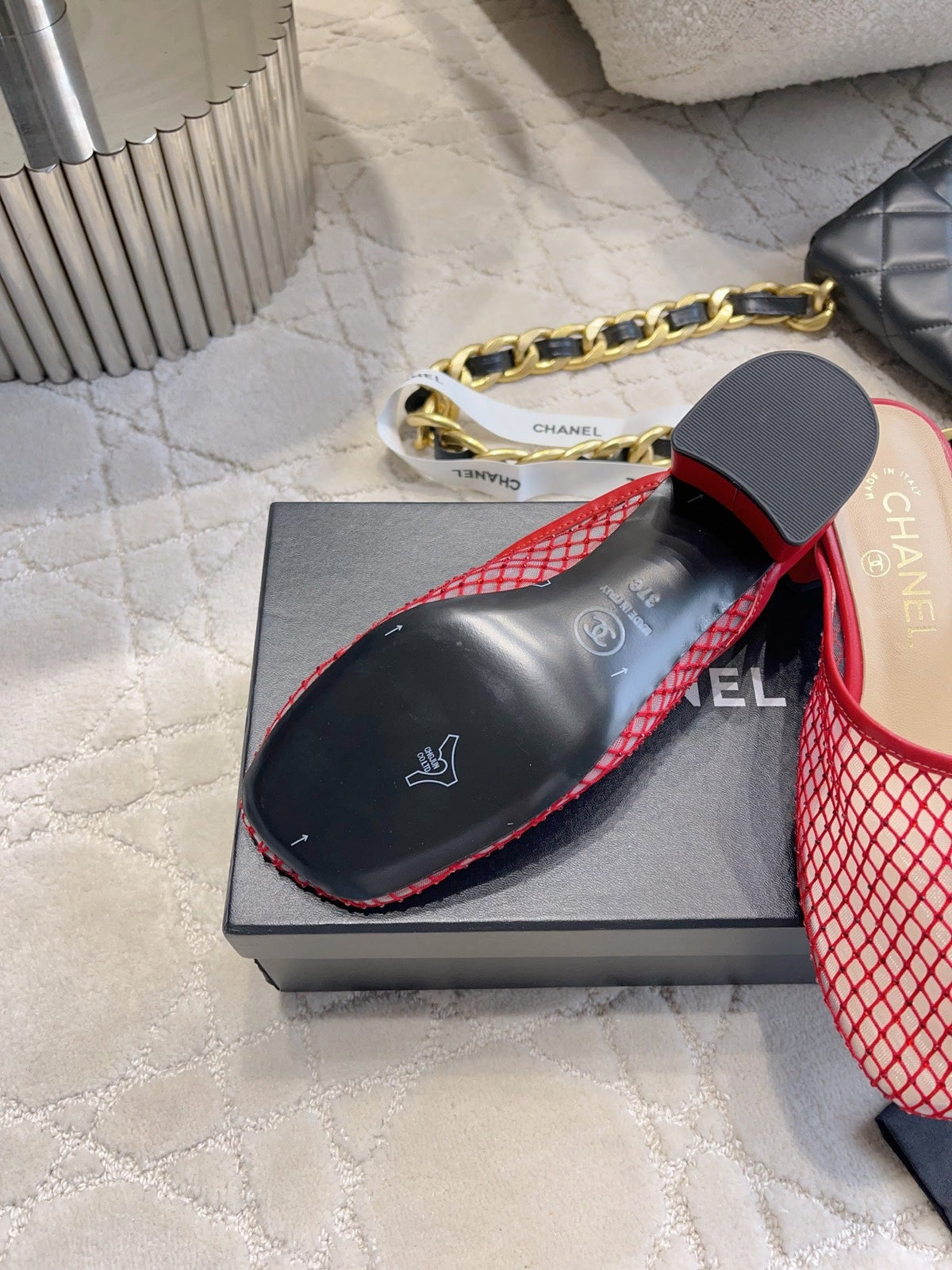 CC Mules 4.5cm Red Mesh 723801