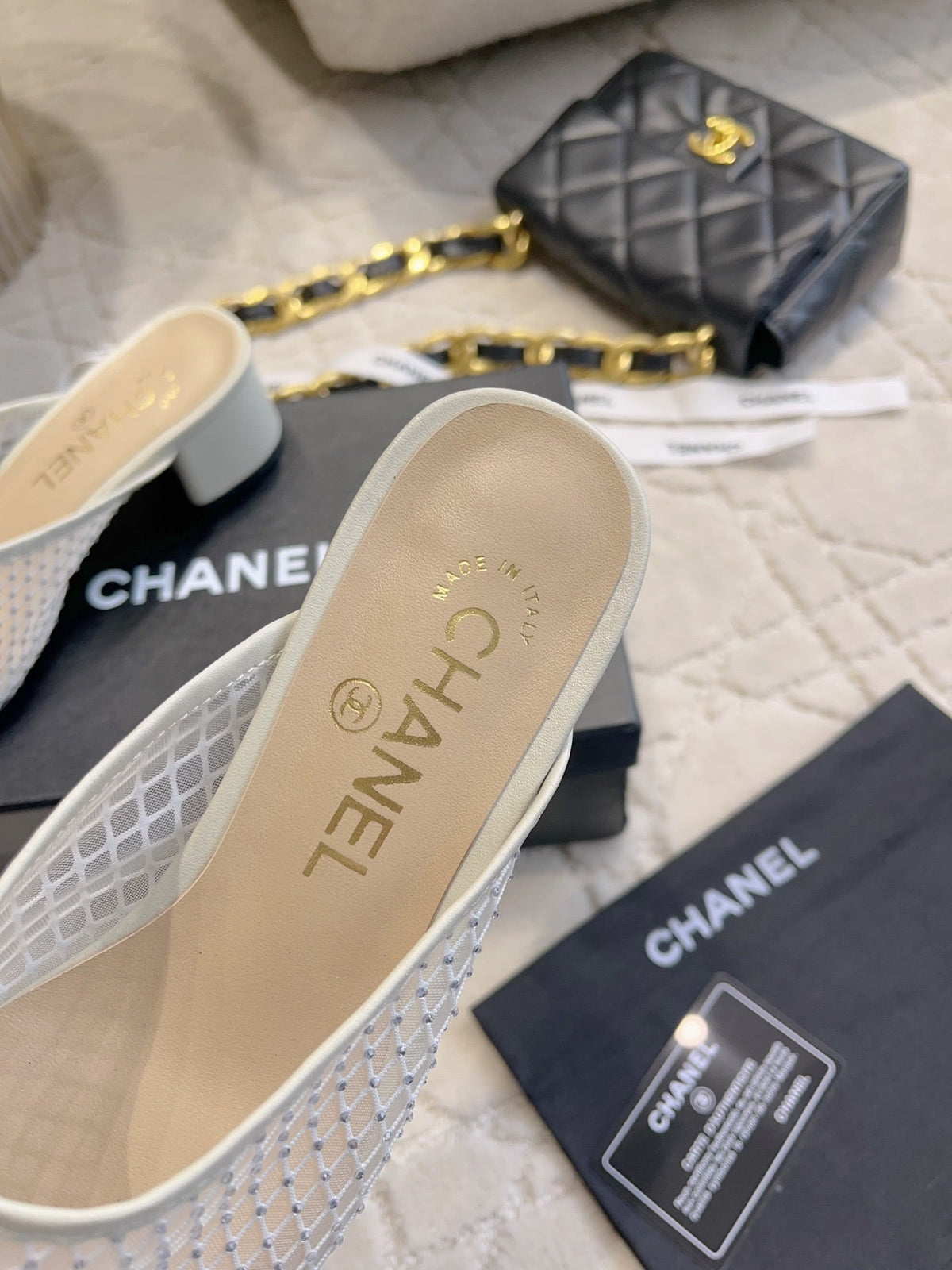CC Mules 4.5cm White Mesh 723803