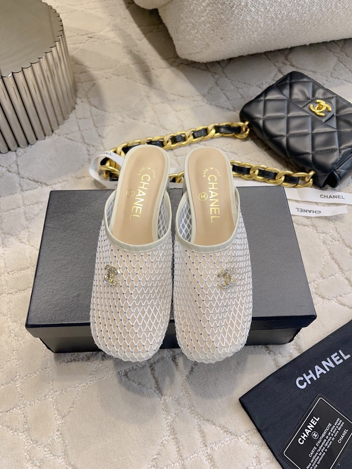 CC Mules 4.5cm White Mesh 723803