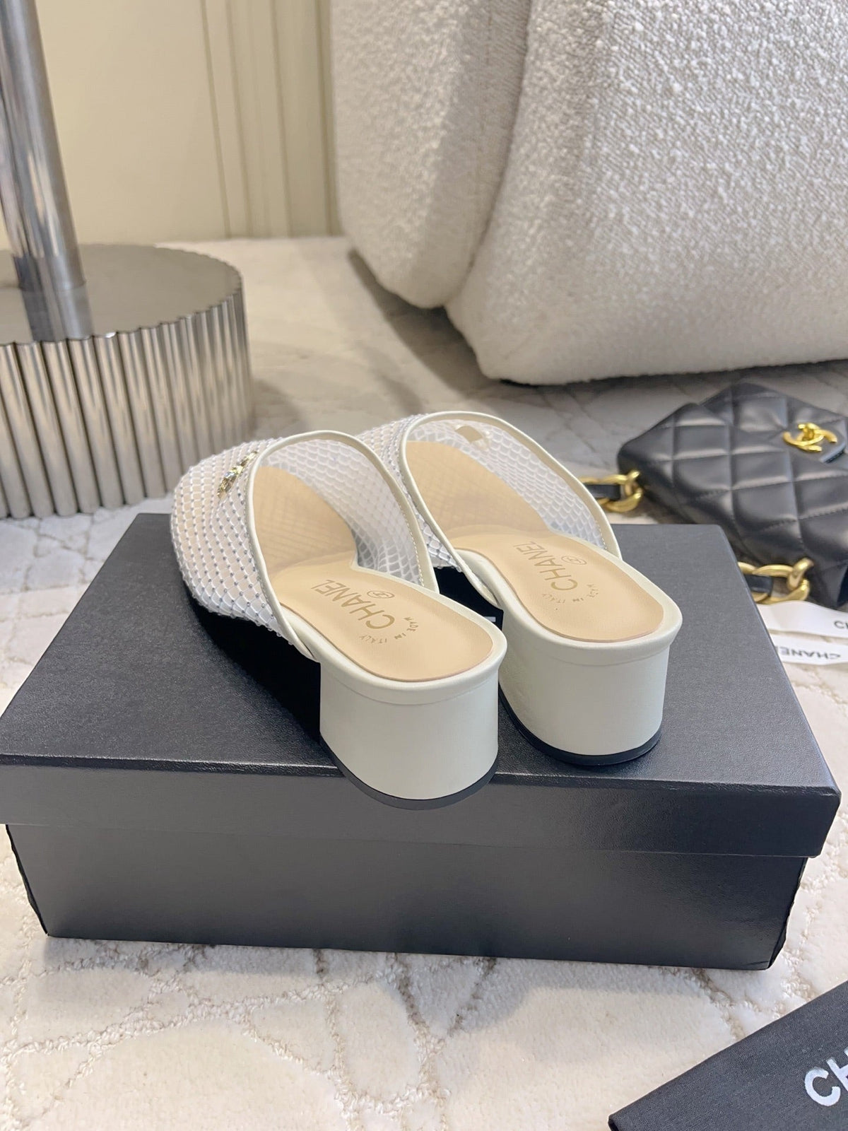CC Mules 4.5cm White Mesh 723803