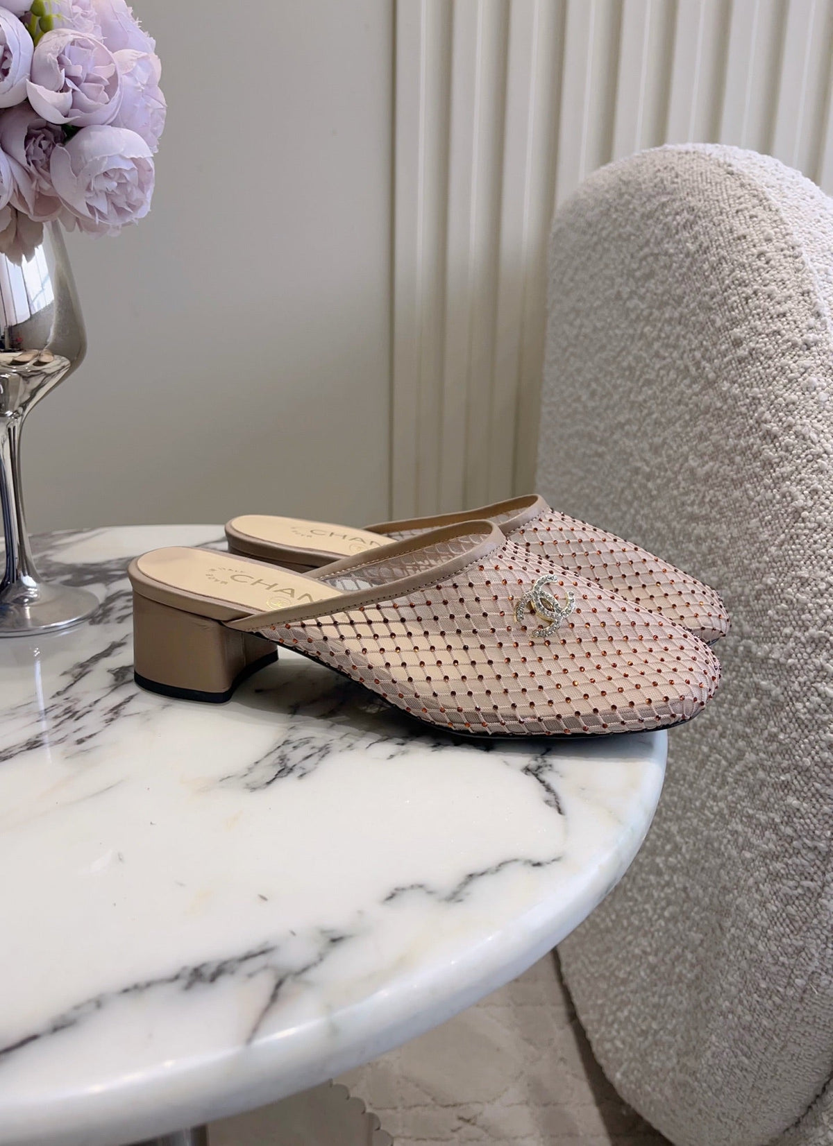 CC Mules 4.5cm Taupe Mesh 723802