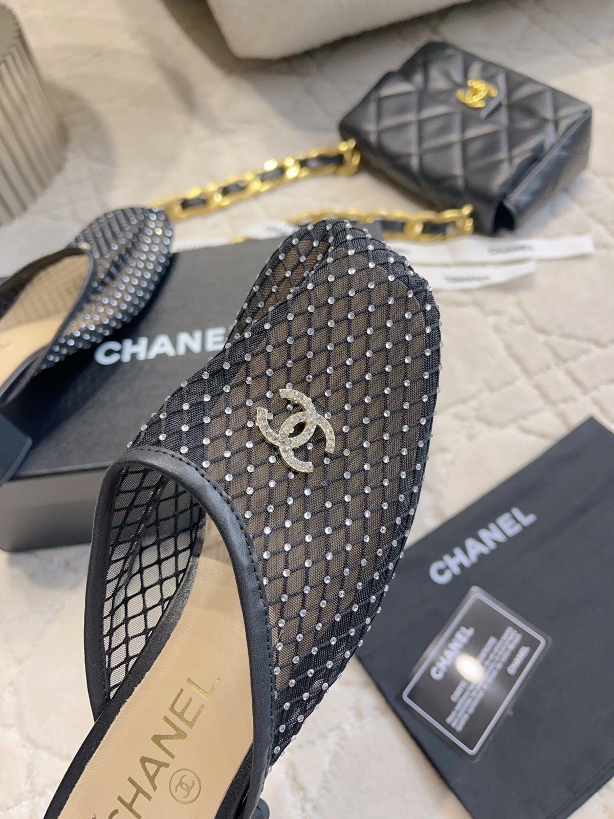 CC Mules 4.5cm Black Mesh 723800