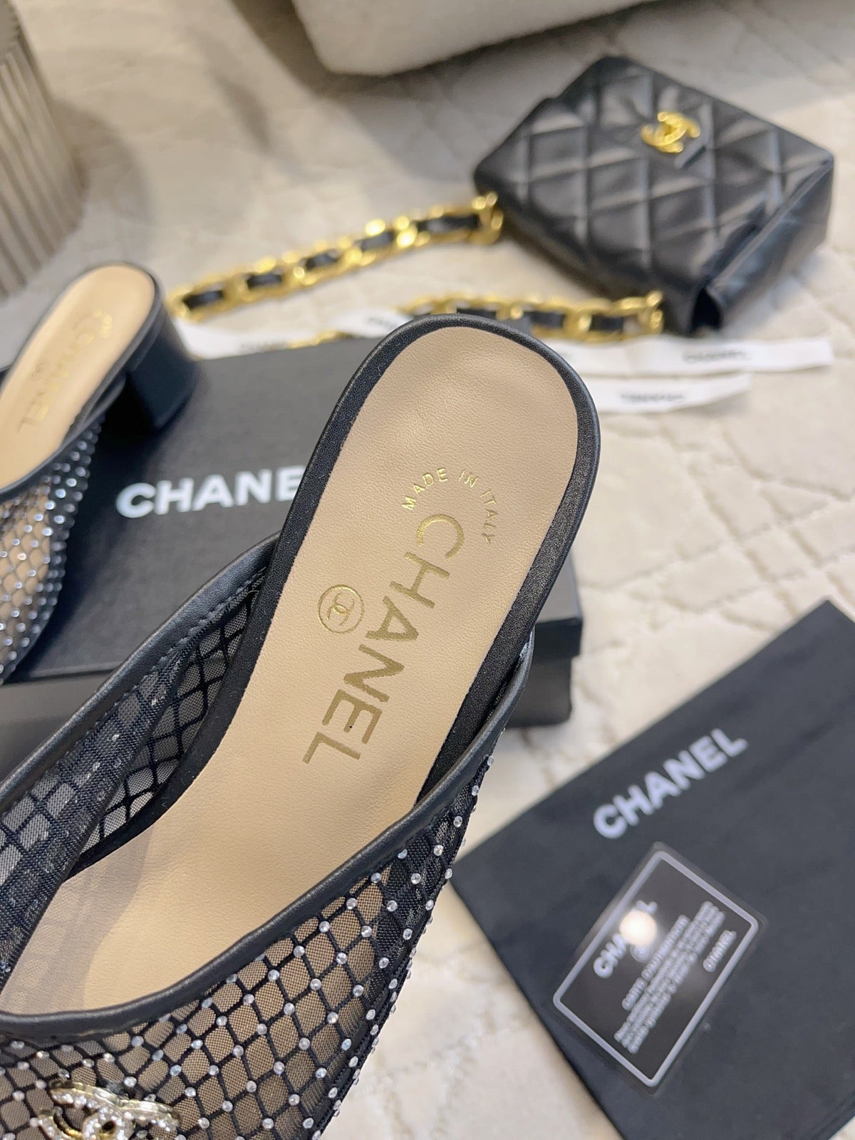 CC Mules 4.5cm Black Mesh 723800