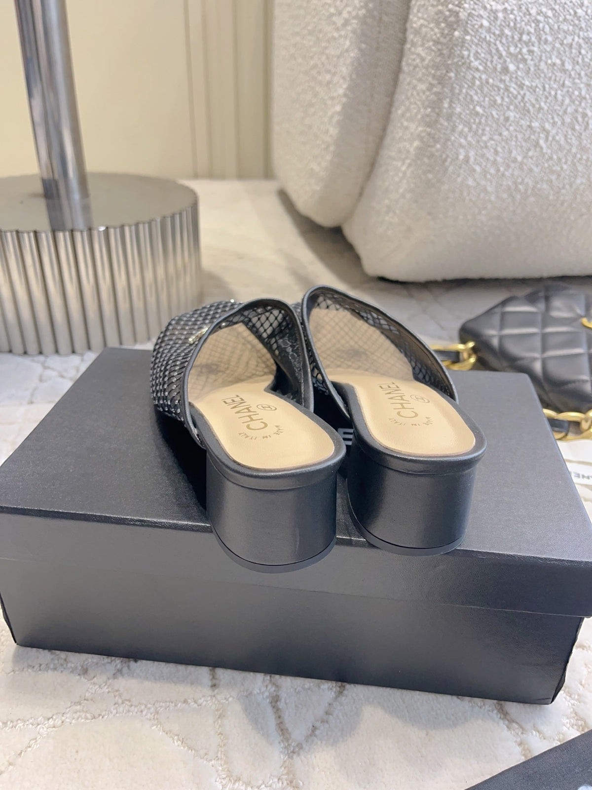 CC Mules 4.5cm Black Mesh 723800