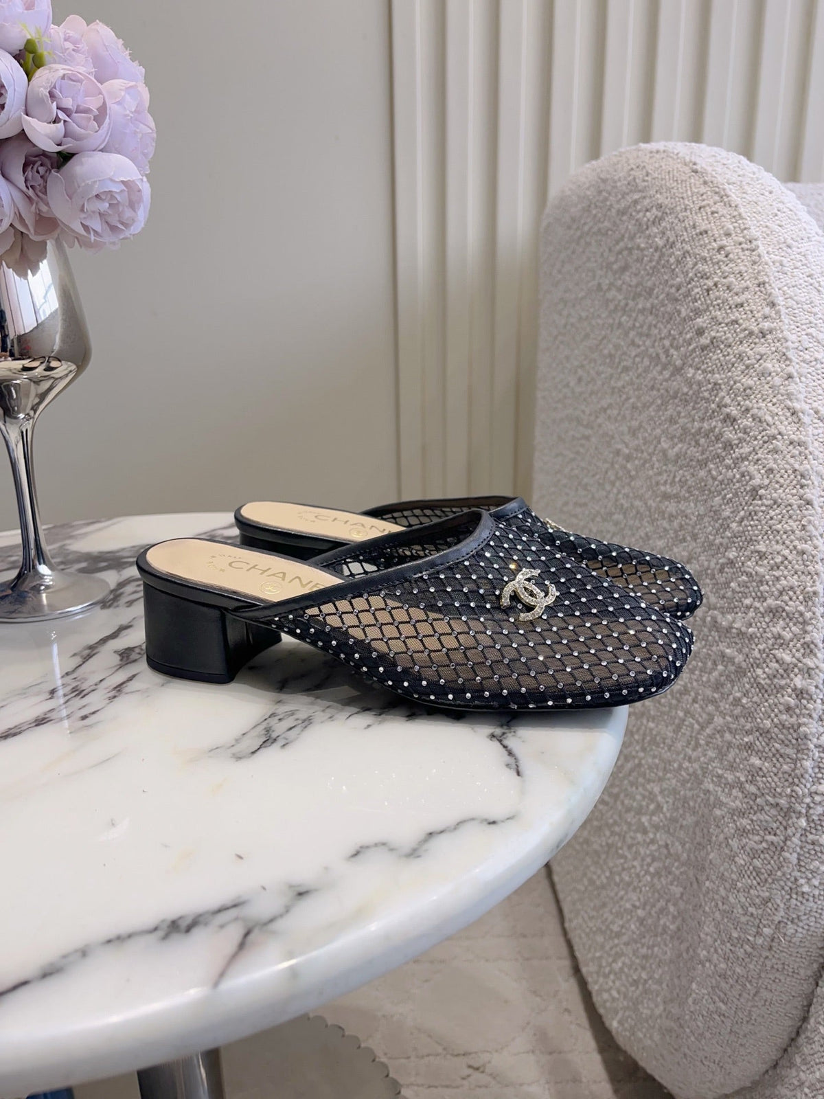 CC Mules 4.5cm Black Mesh 723800