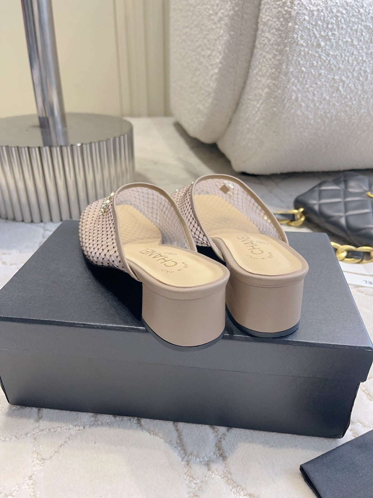 CC Mules 4.5cm Taupe Mesh 723802