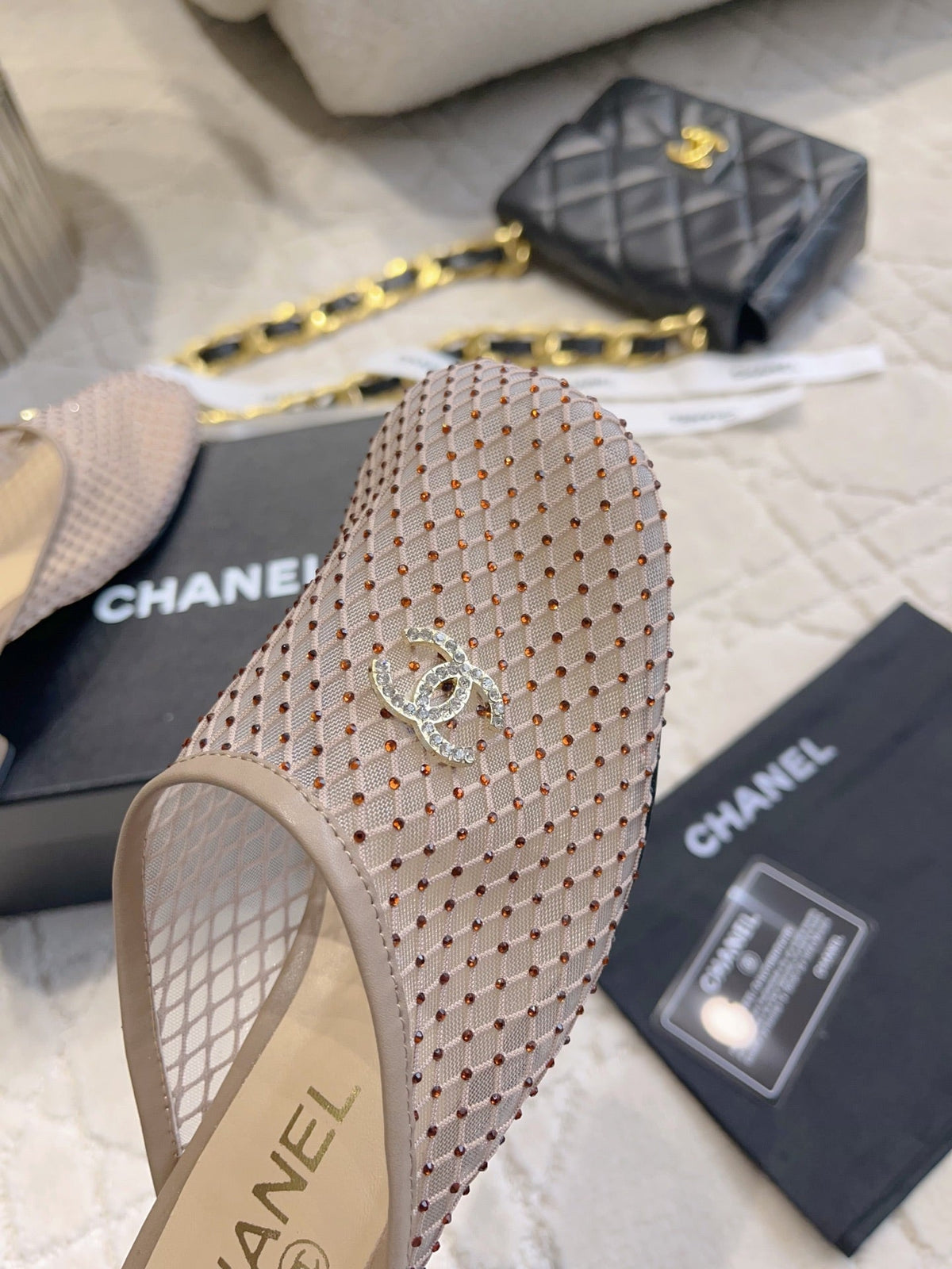 CC Mules 4.5cm Taupe Mesh 723802