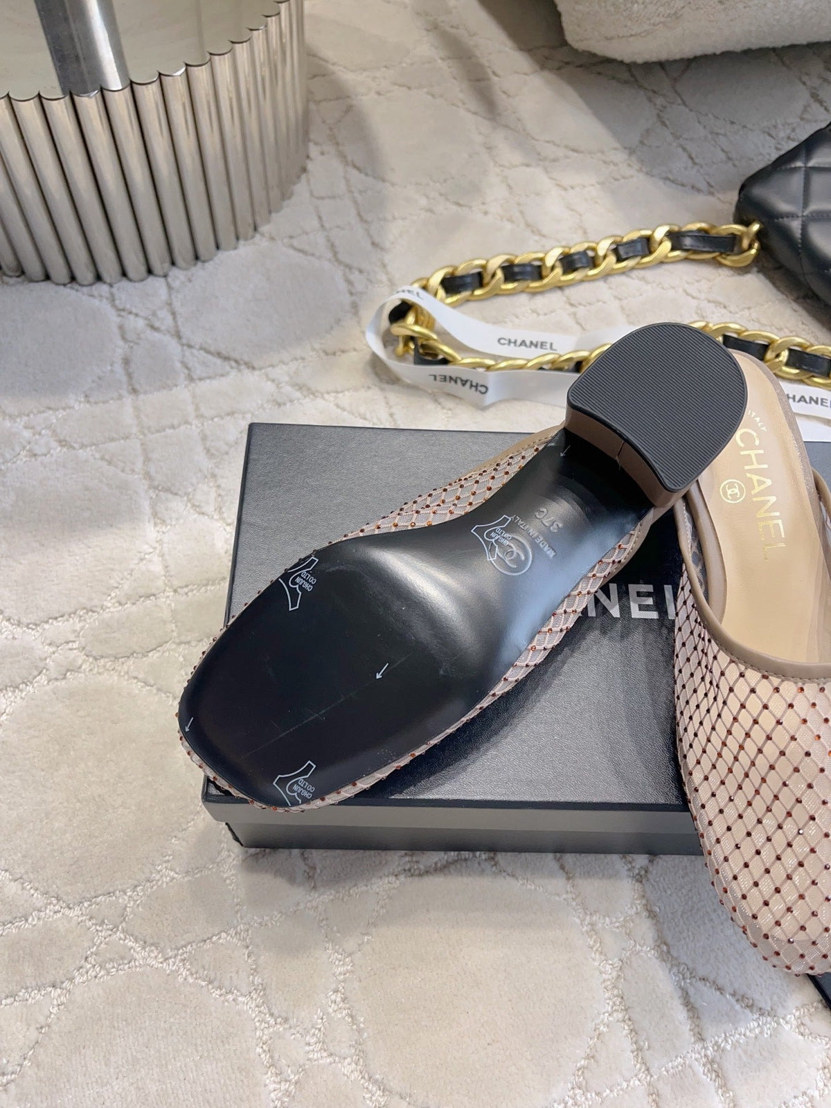 CC Mules 4.5cm Taupe Mesh 723802