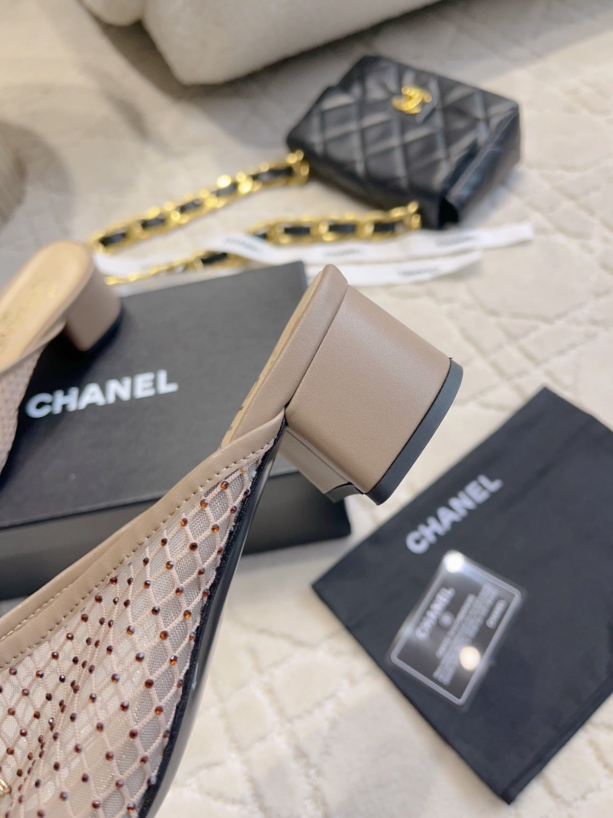 CC Mules 4.5cm Taupe Mesh 723802