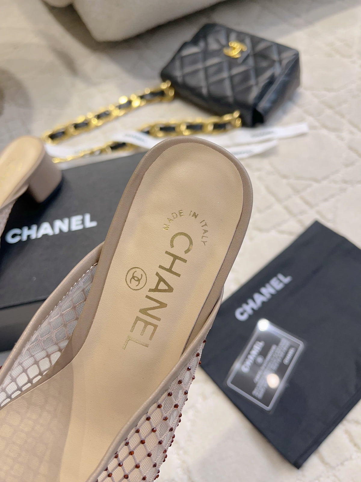 CC Mules 4.5cm Taupe Mesh 723802