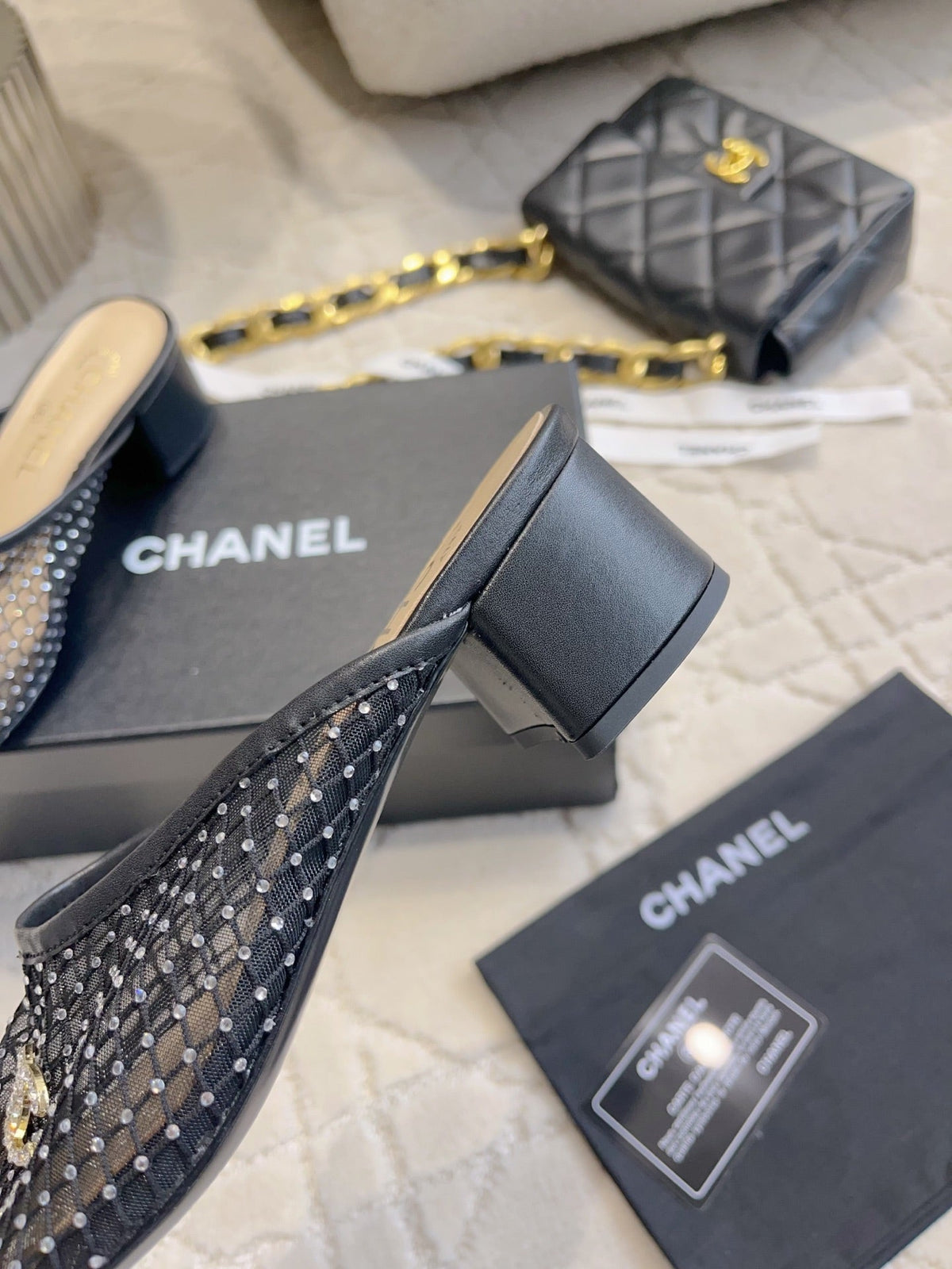 CC Mules 4.5cm Black Mesh 723800