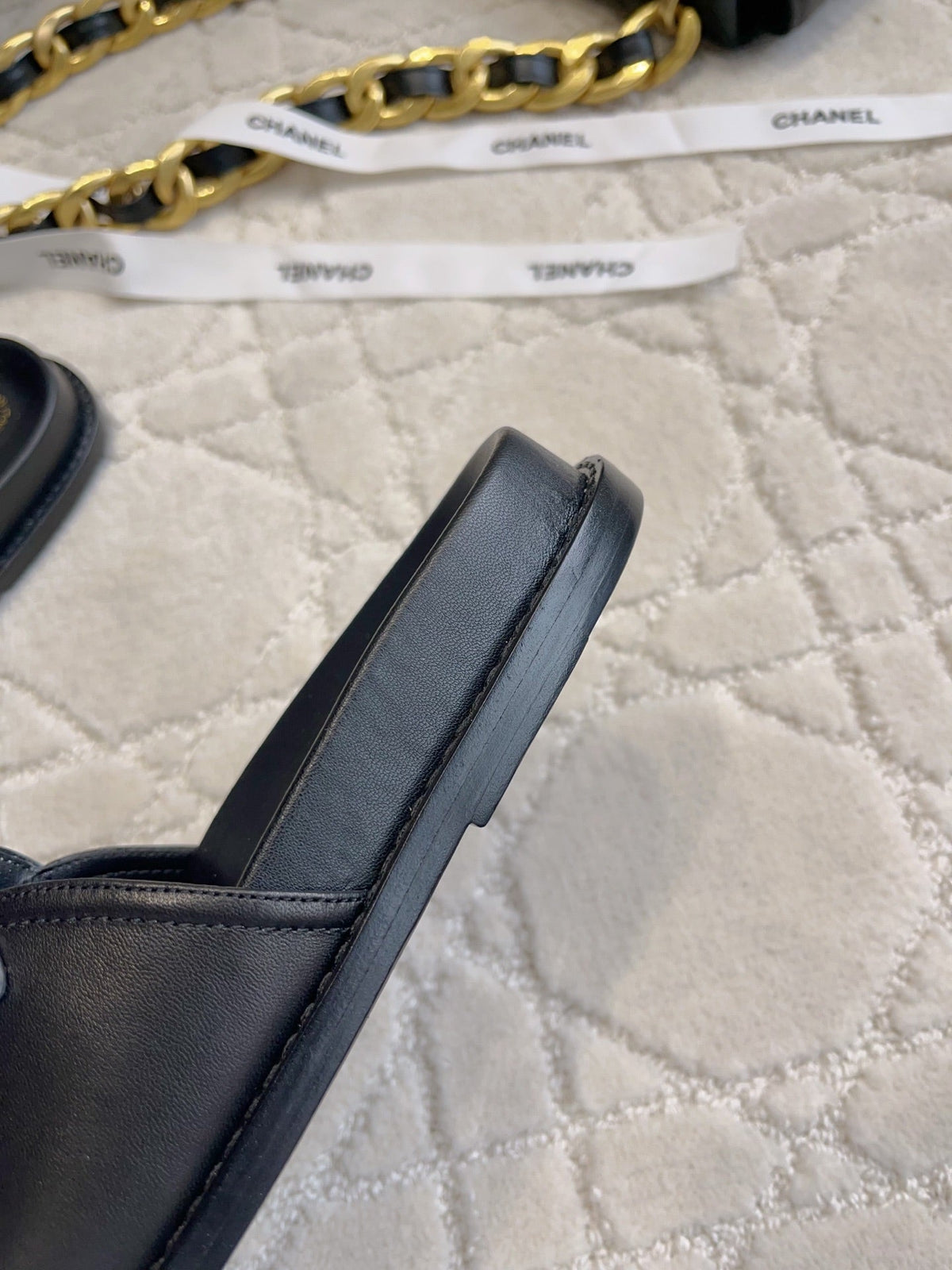 CC Logo Slide Black Lambskin 723797