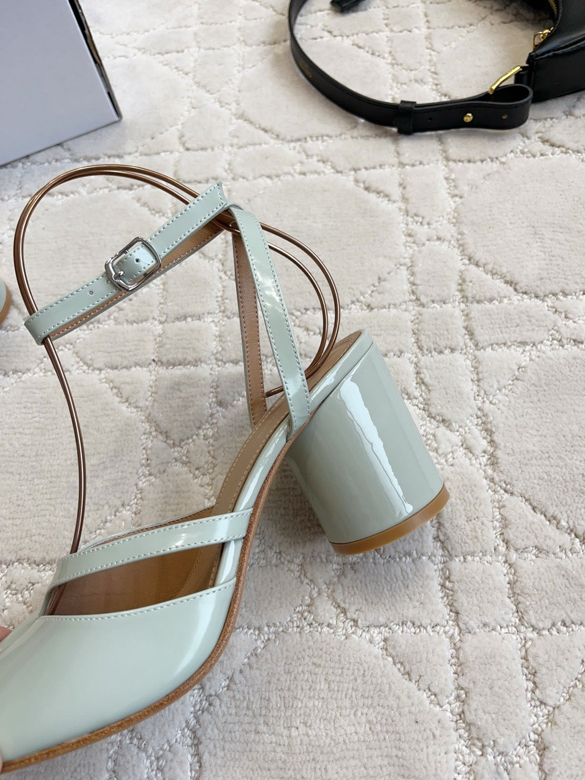 Maison Margiela Tabi Slingback 8cm Pale Mint Patent Leather 808647