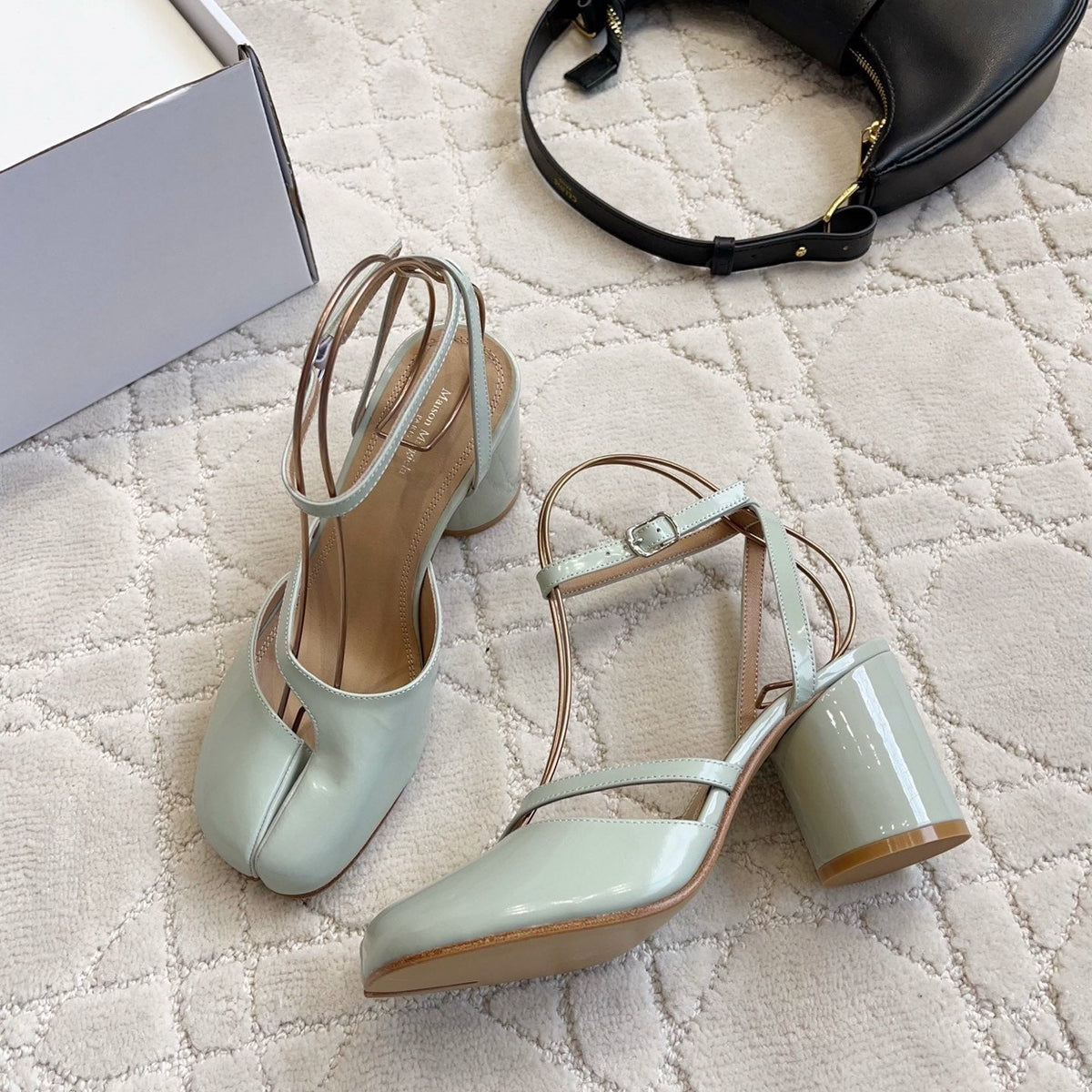 Maison Margiela Tabi Slingback 8cm Pale Mint Patent Leather 808647