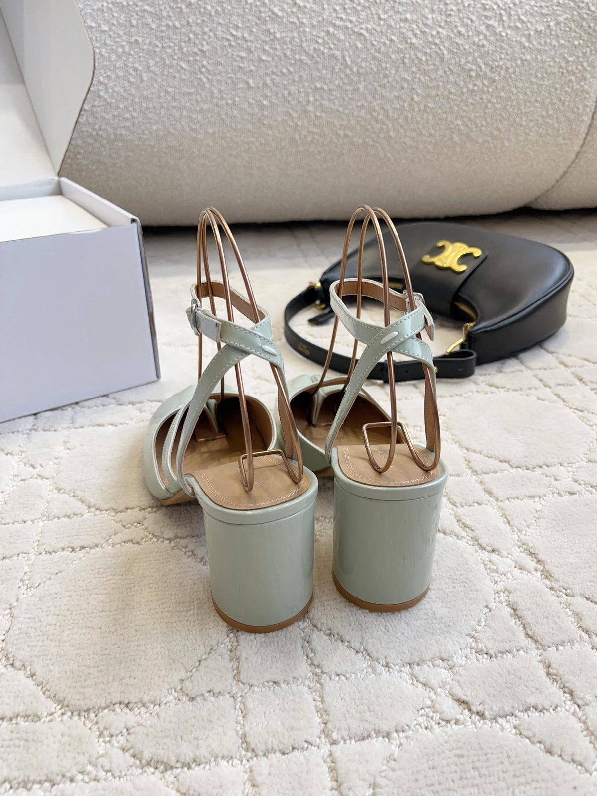 Maison Margiela Tabi Slingback 8cm Pale Mint Patent Leather 808647
