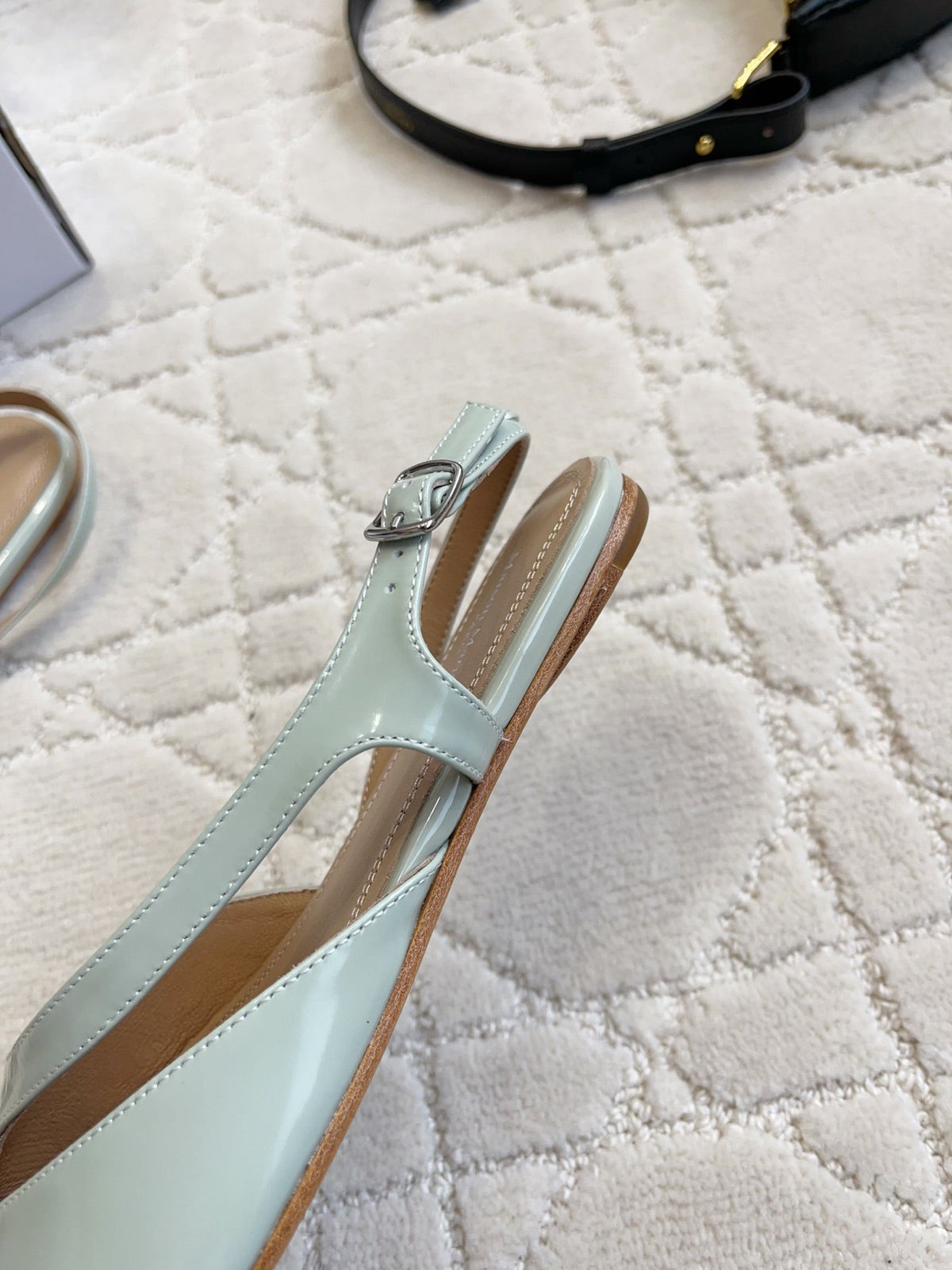 Maison Margiela Tabi Slingback Flat Pale Mint Patent Leather 808648