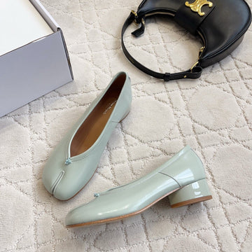 Maison Margiela Tabi Shoes 3cm Pale Mint Patent Leather 808649