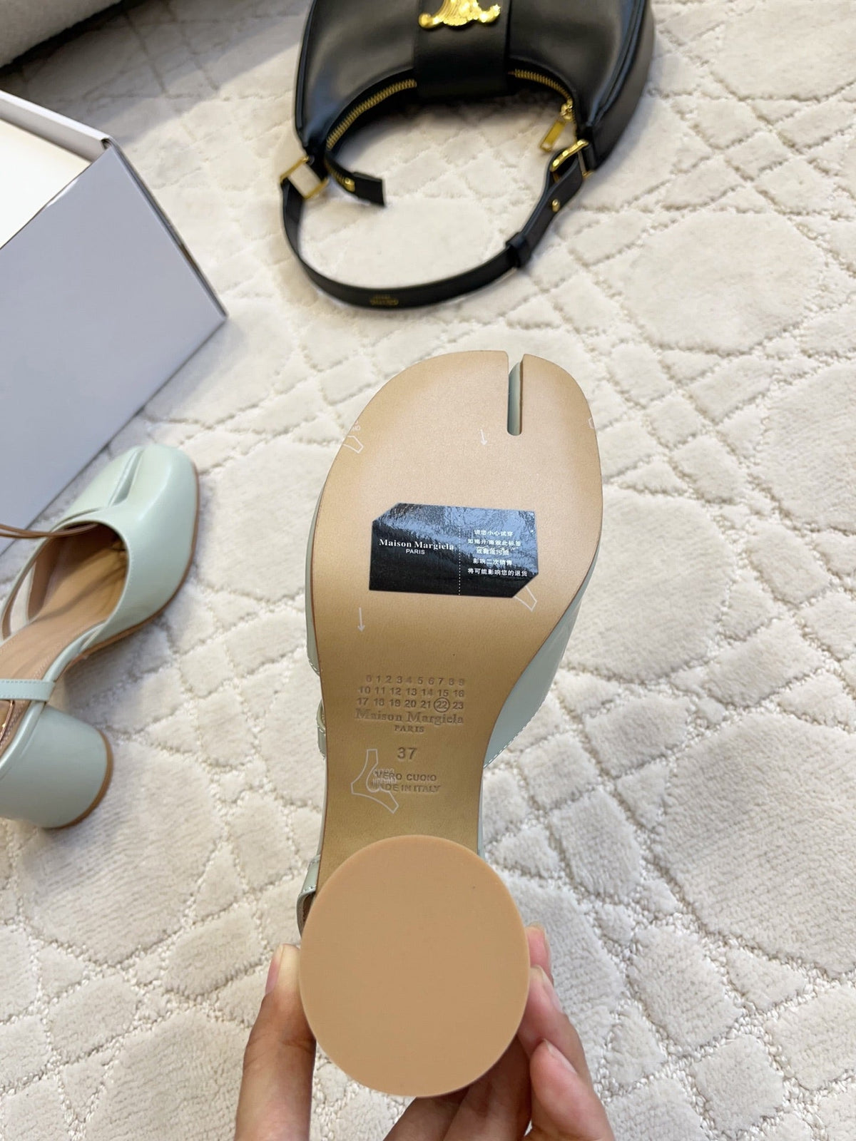 Maison Margiela Tabi Slingback 8cm Pale Mint Patent Leather 808647