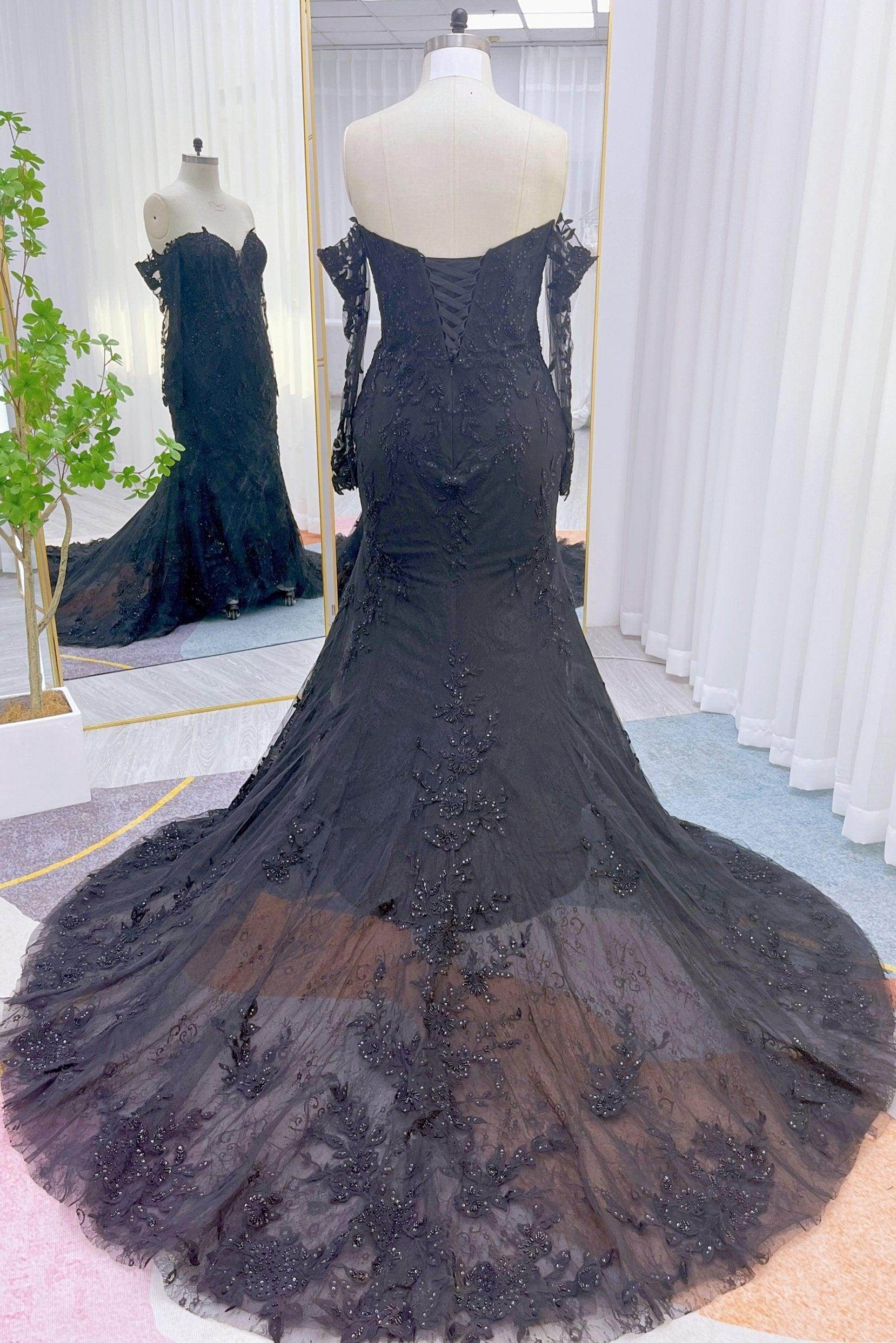 Trumpet-Mermaid Chapel Train Lace Tulle Wedding Dress CW3135