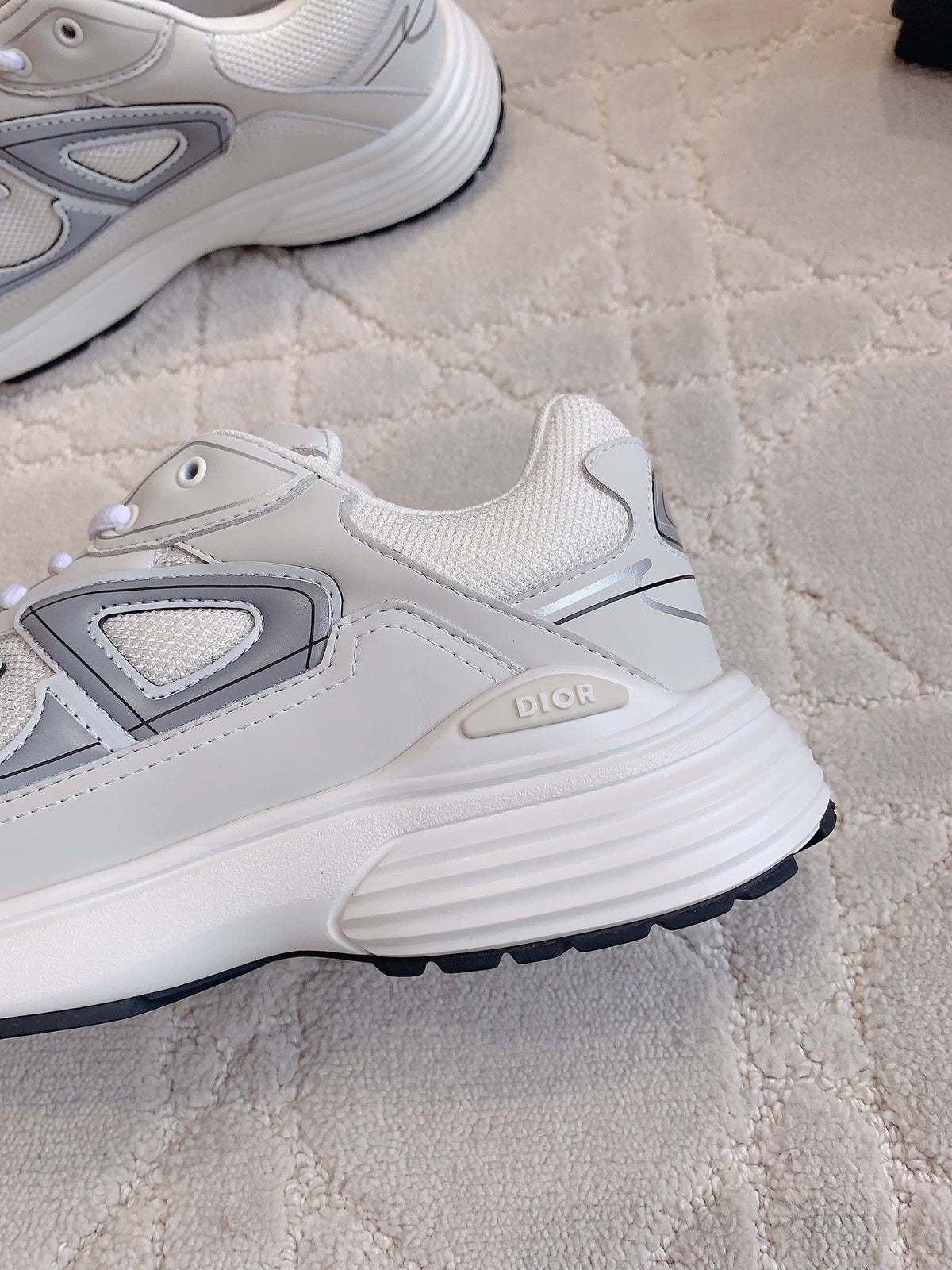 CD B30 Sneaker Milky Beige Mix Grey Black Polyester Mesh Fabric And Calfskin