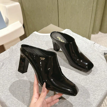 PRA 2026S High Heel Mule 75 Black Patent Leather 657675