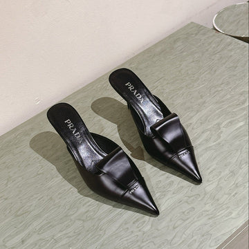 PRA 2026S High Heel Mule 80 Black Sheepskin 657665
