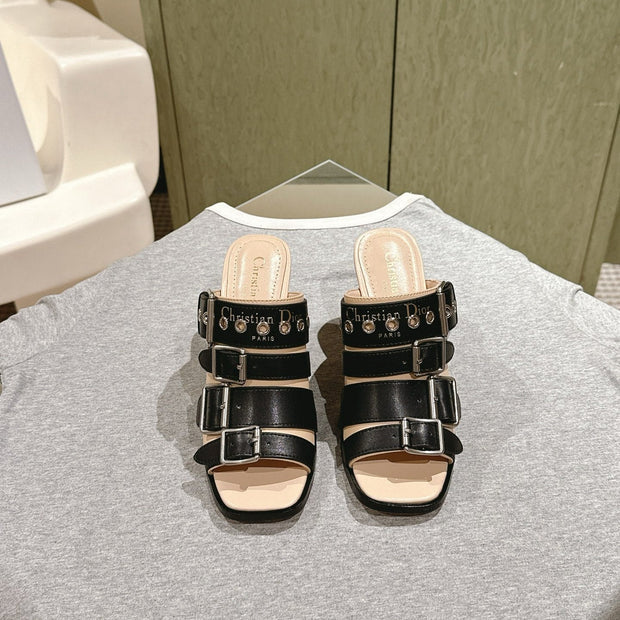 CD 26s High Heel Sandal 65 Black Beige Lambskin 661540
