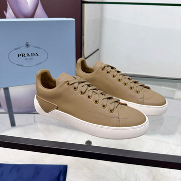 Prada 26s Court Sneakers Taupe Leather 838036