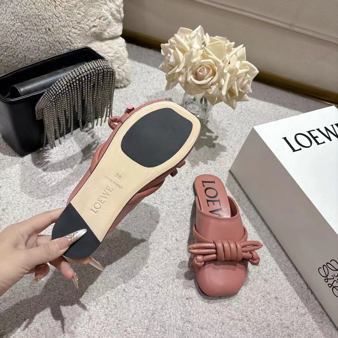 Loewe Flamenco Knot Mule Muted Pink Sheepskin 664824