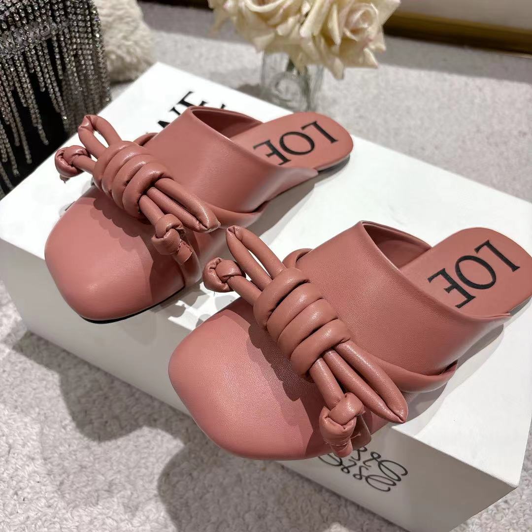 Loewe Flamenco Knot Mule Muted Pink Sheepskin 664824
