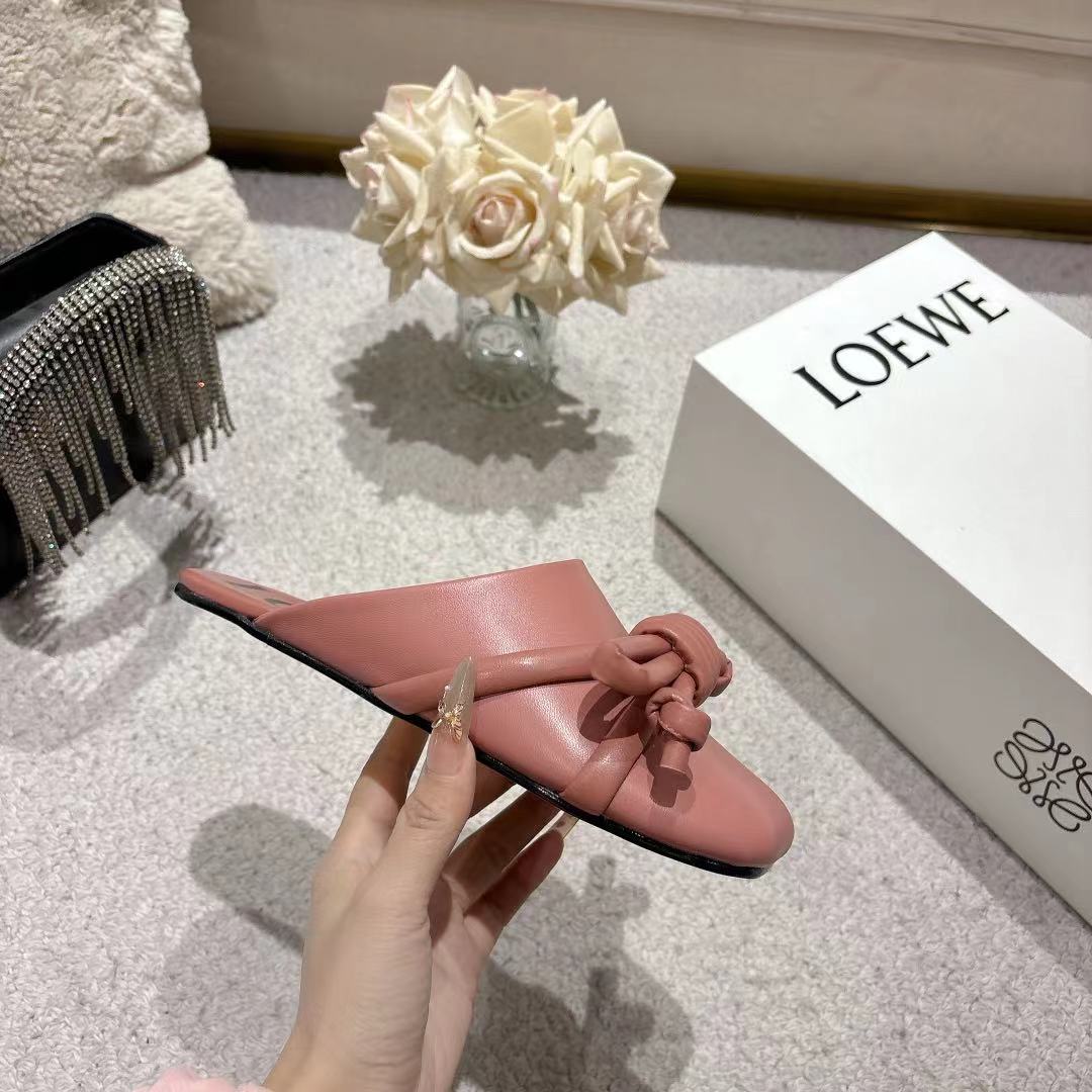 Loewe Flamenco Knot Mule Muted Pink Sheepskin 664824