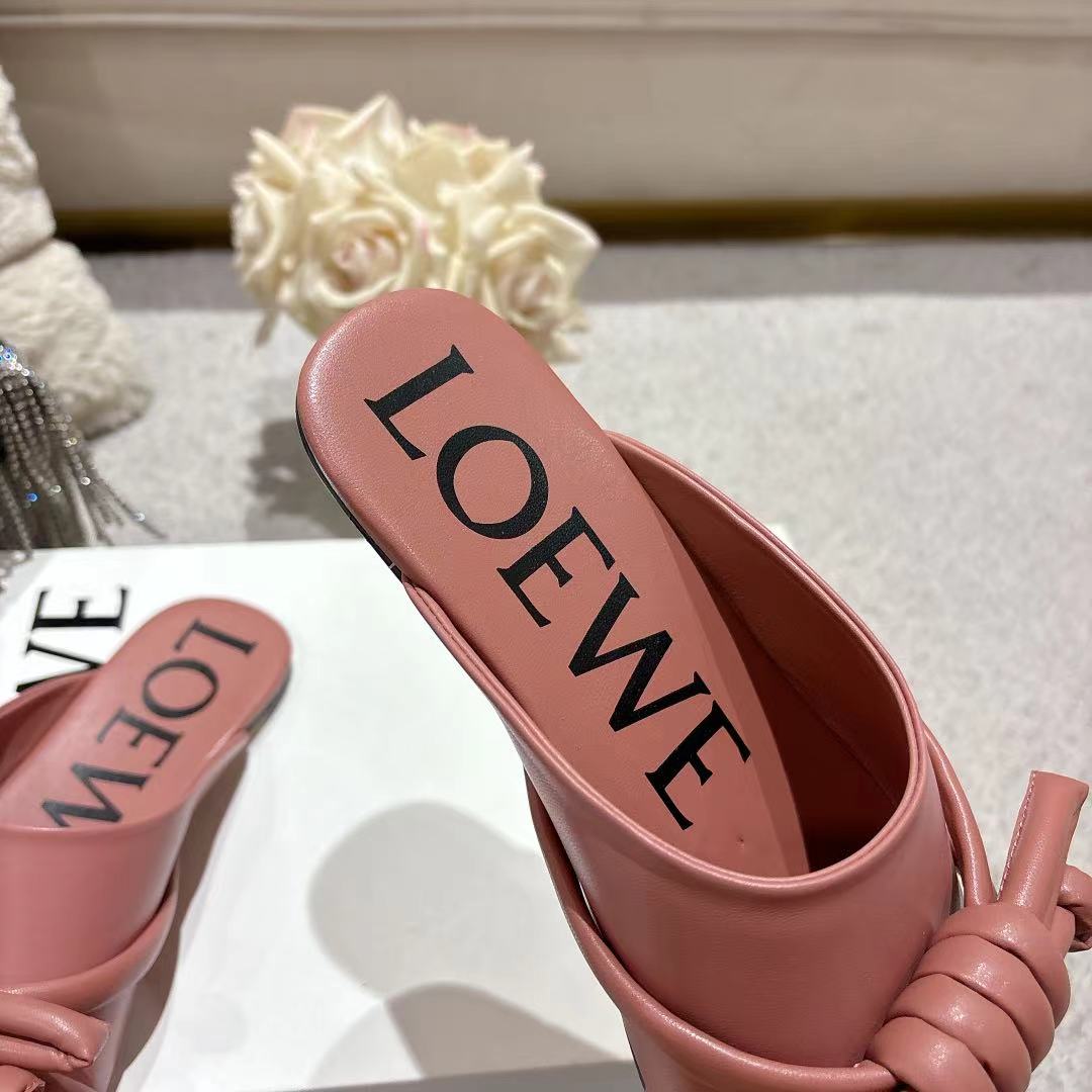 Loewe Flamenco Knot Mule Muted Pink Sheepskin 664824