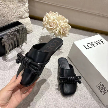 Loewe Flamenco Knot Mule Black Sheepskin 664825