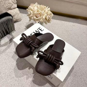 Loewe Flamenco Knot Mule Chocolate Sheepskin 664826