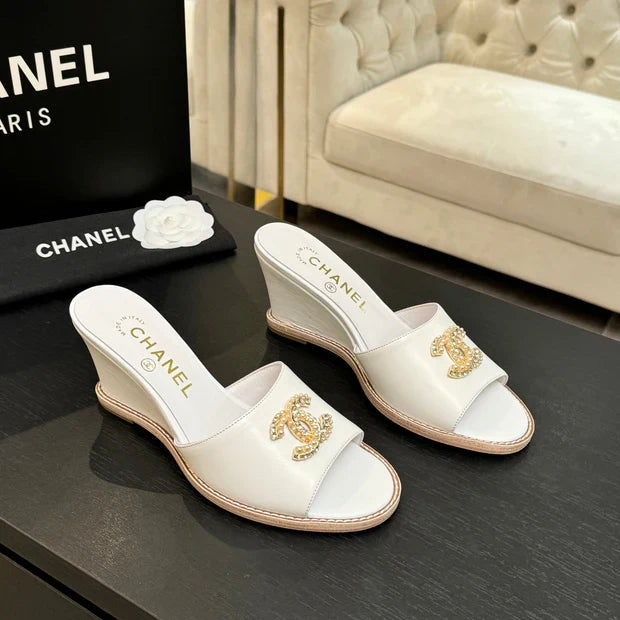 CC 2026 Wedge Sandals 65 White Lambskin 667771