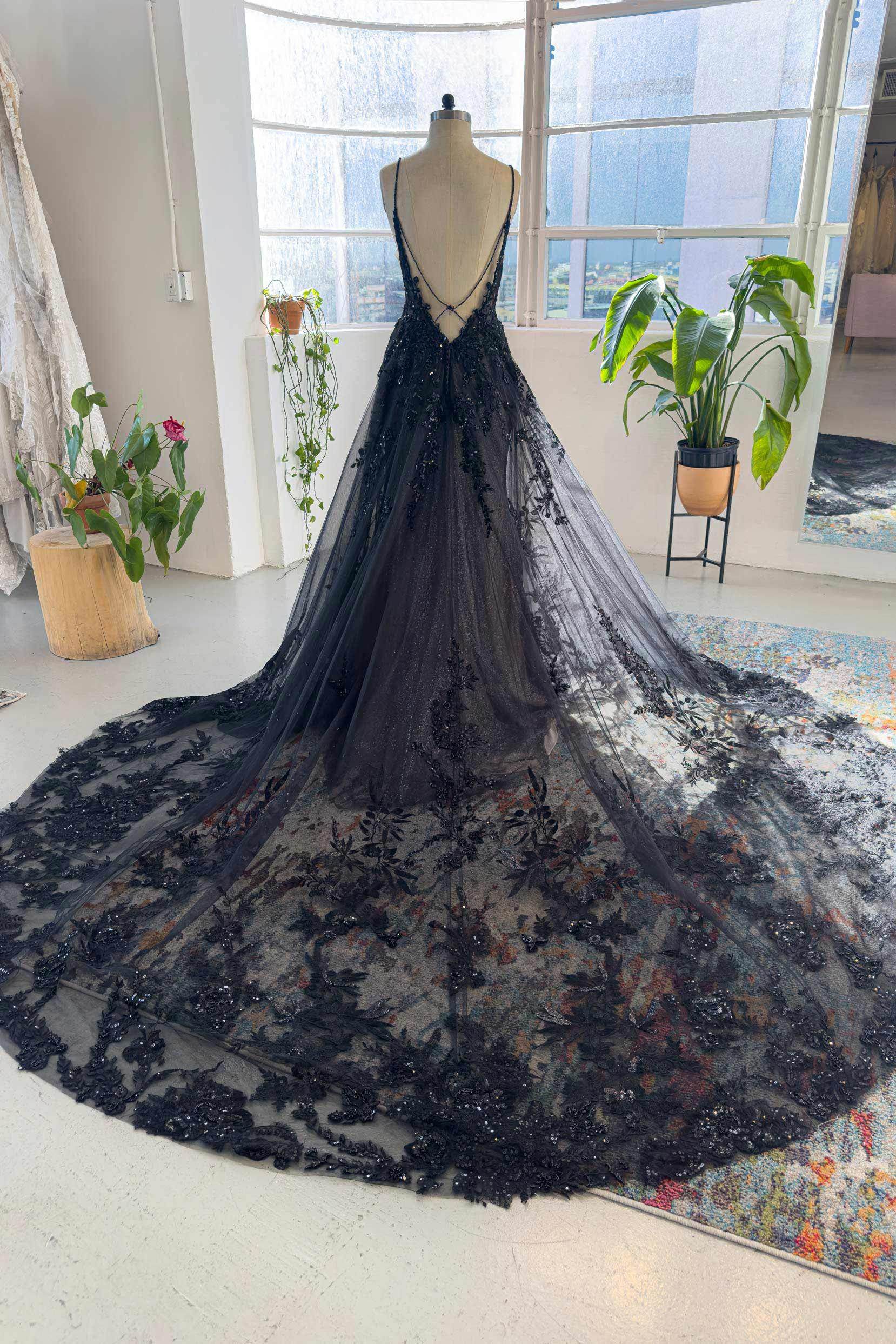 A-Line Cathedral Train Lace Tulle Wedding Dress CW3006