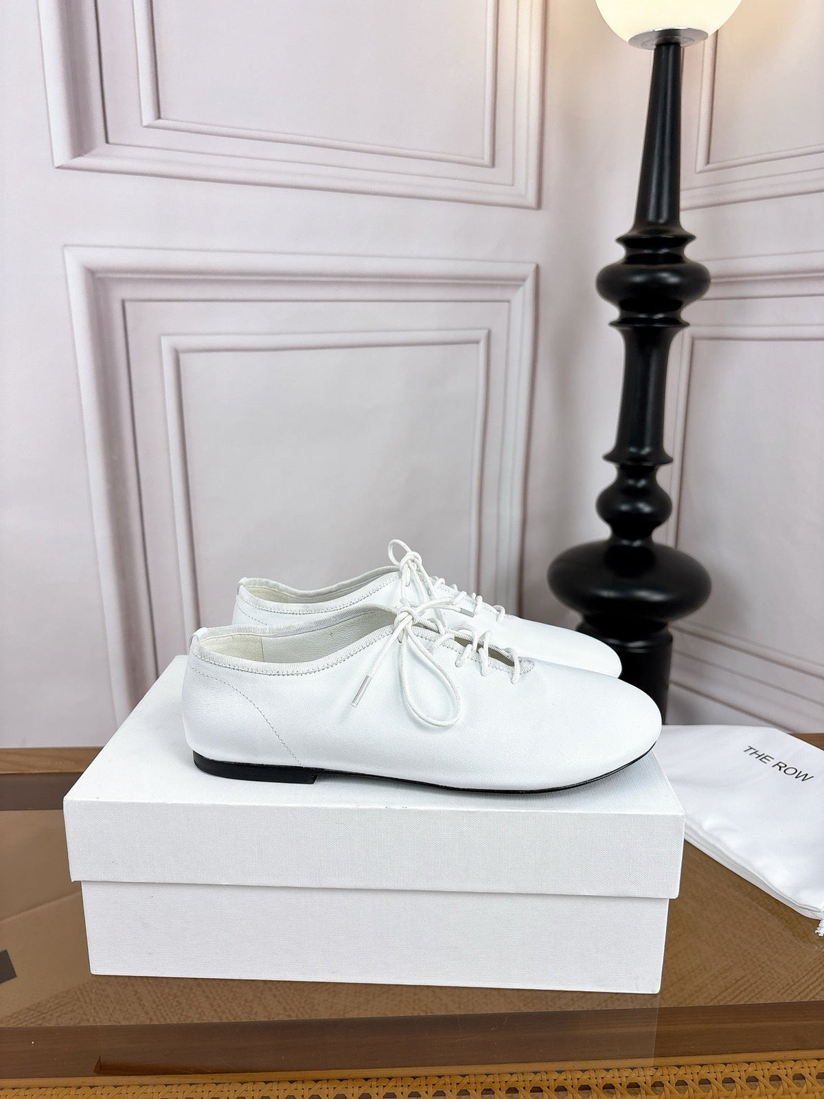 The Row Deep Mouth Slip-on Loafers White Suede 931971