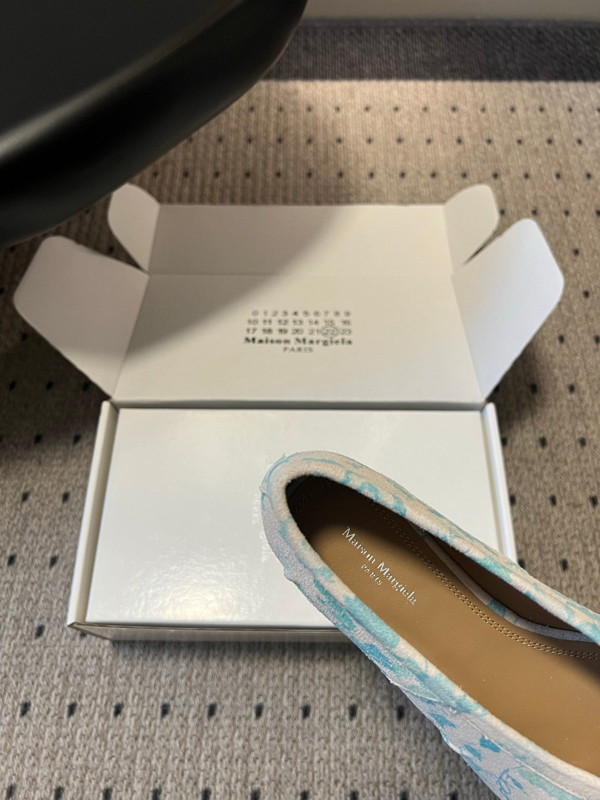 Maison Margiela Tabi Ballet Flat Blue Floral Print Suede 803541