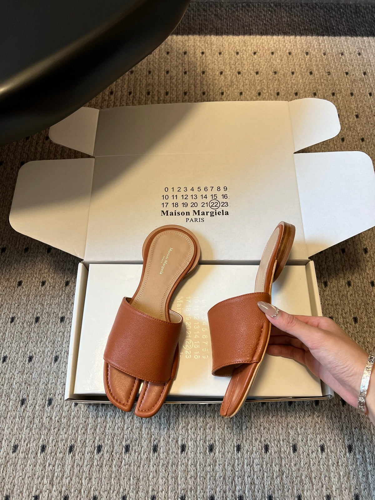 Maison Margiela Tabi Flat Mule Brown Sheepskin 803751