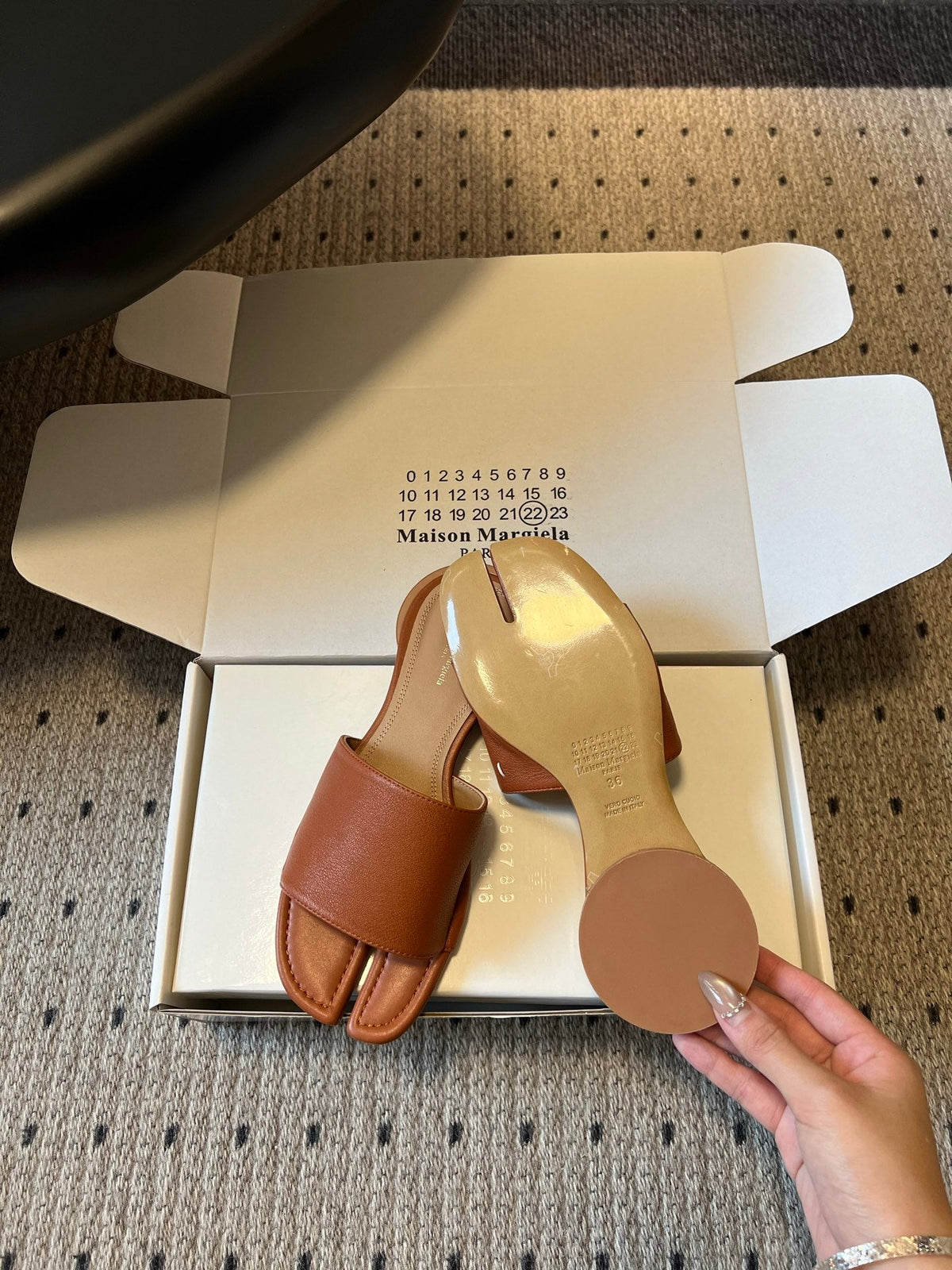Maison Margiela Tabi Flat Mule Brown Sheepskin 803751