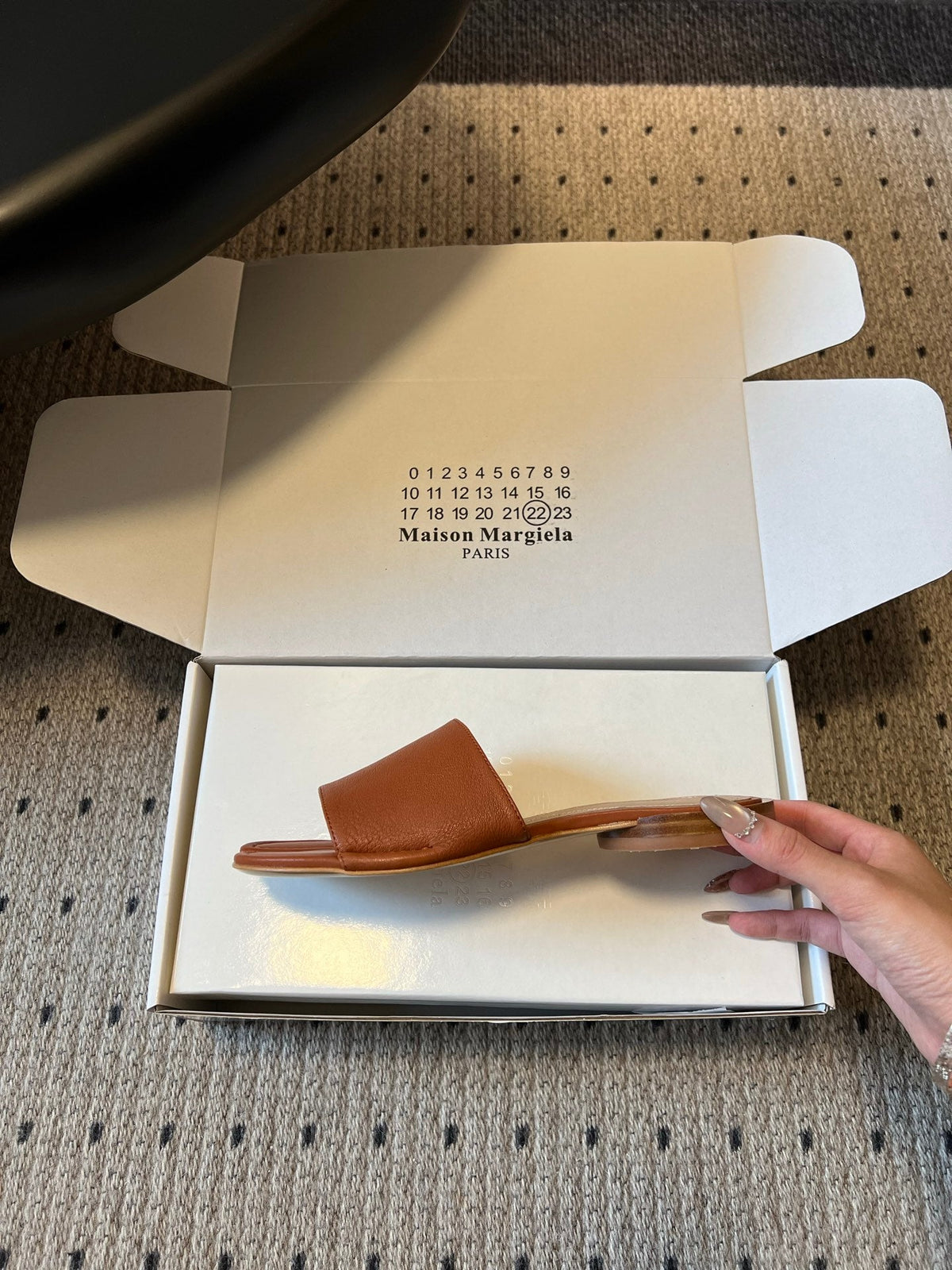 Maison Margiela Tabi Flat Mule Brown Sheepskin 803751